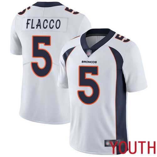 Youth Denver Broncos #5 Joe Flacco White Vapor Untouchable Limited Player Football NFL Jersey